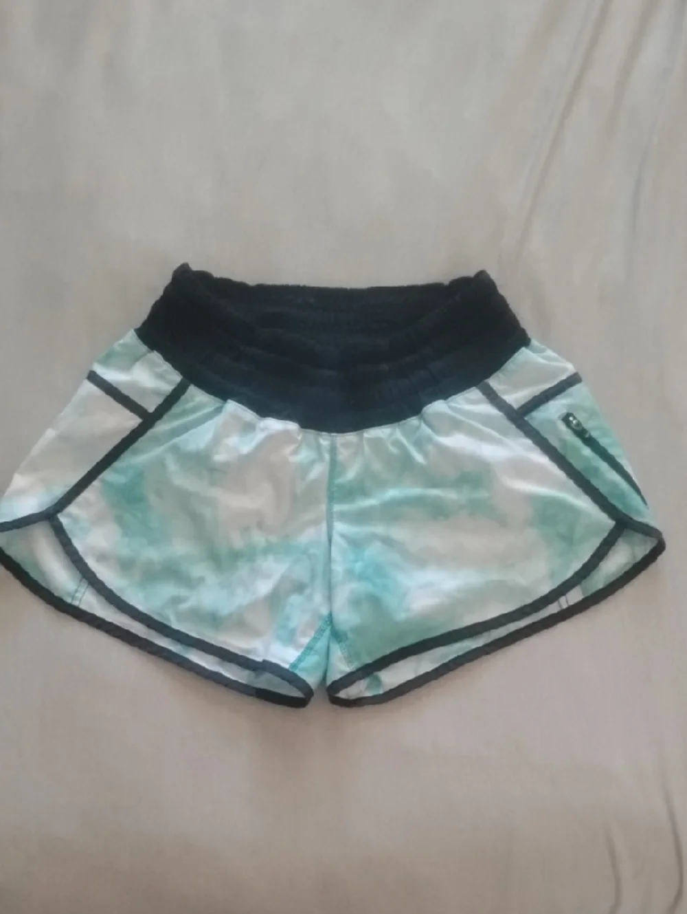 lululemon athletica Mint Tie-Dye Running Shorts with Black Trim
